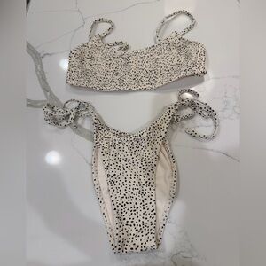 Xhilaration Cream and Black Polka Dot Bikini